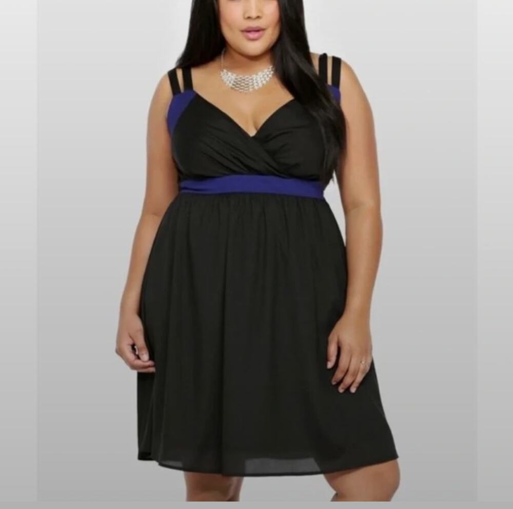 Little Black Dress Fit & Flare Cocktail Blue Tie Belt Torrid Prom HC 14